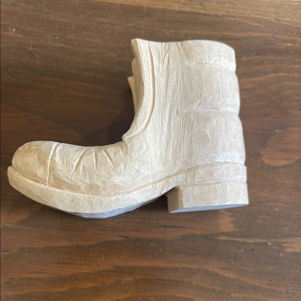 Hand Carved Wooden Boot Decor - Picture 2 of 6